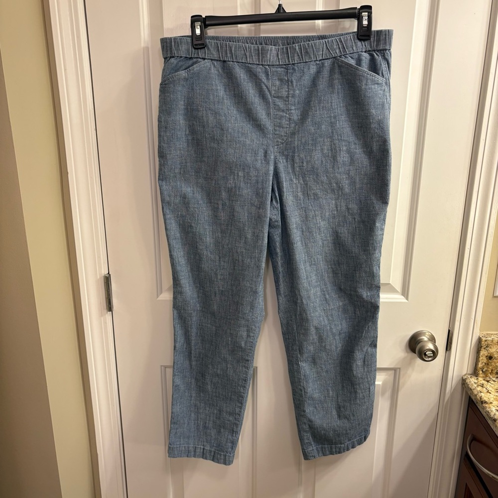 TALL Lands' End Chambray Mid Rise Ankle Pants 16 Tall